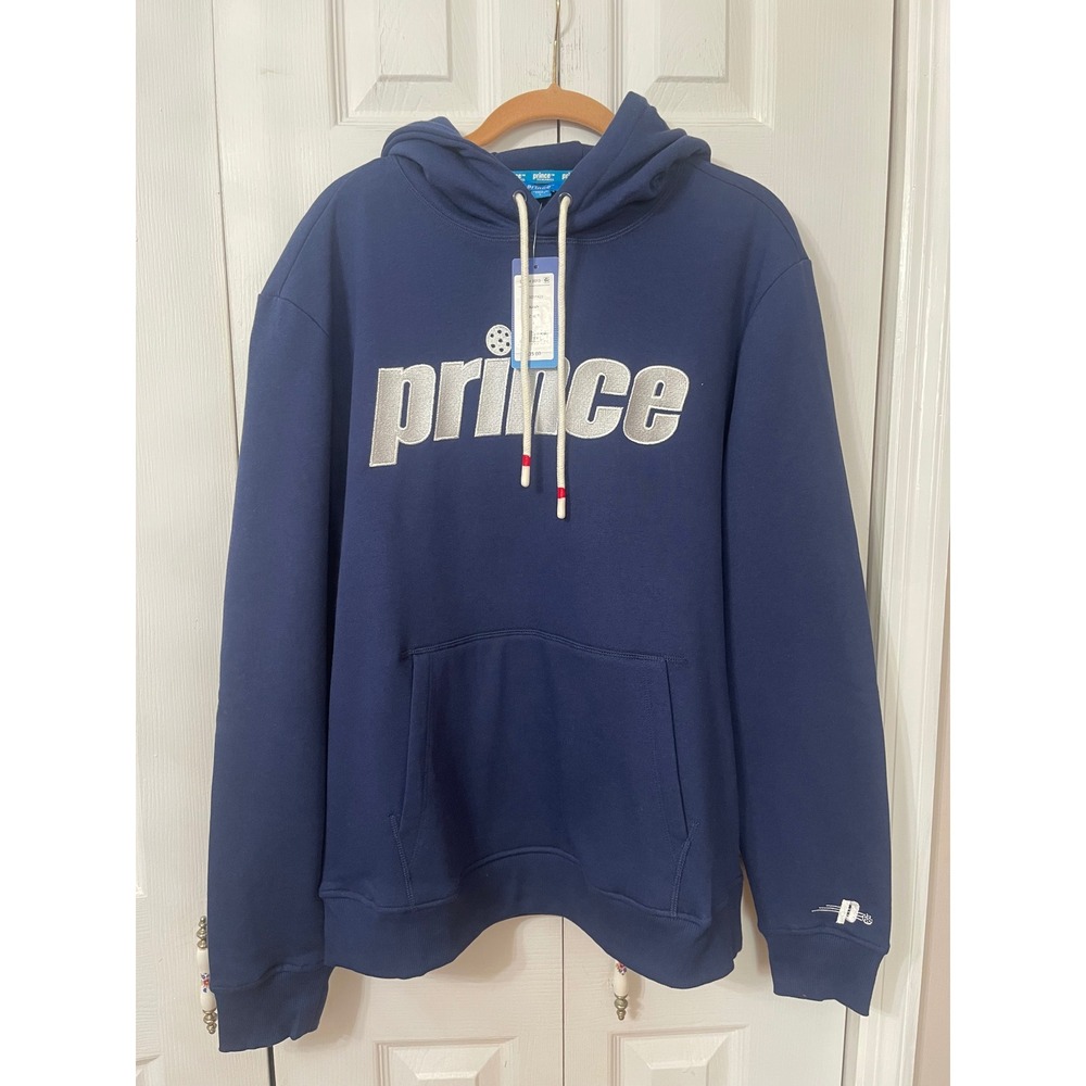 Prince Mens Navy Blue Embroidered Logo Fleece Hoodie L Z1697